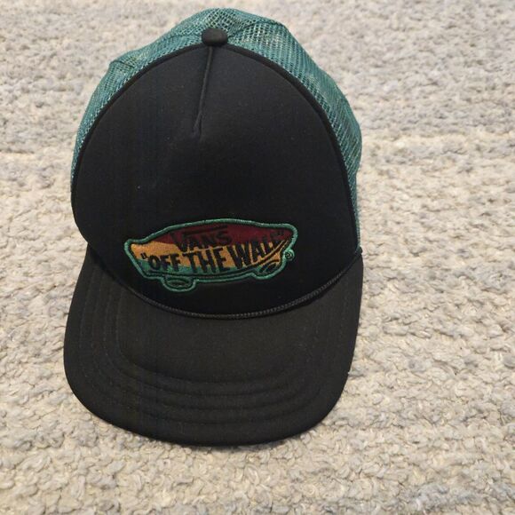 Vans Off The Wall Snapback Hat Black & Green - Picture 1 of 3